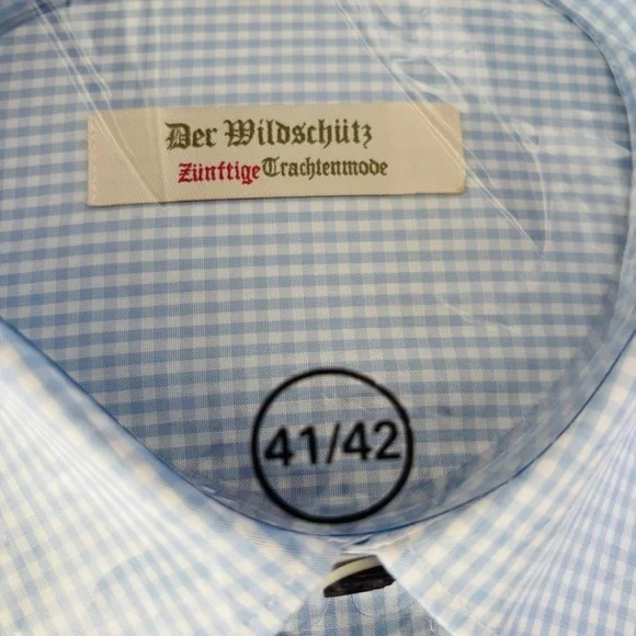 NEW Wildschuetz Trachten Button Down Shirt Short Sleeve Made in Germany Sz L - Picture 4 of 7